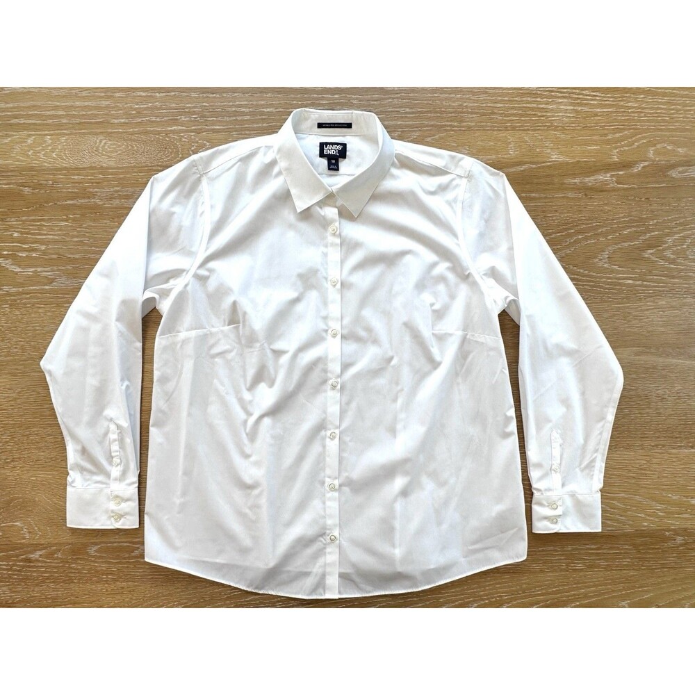 Land’s End Women’s 18 Wrinkle Free Broadcloth Long Sleeve Blouse White